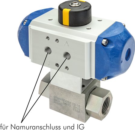 Pneumat. Hochdruck-Kugelhahn, Stahl, Feder-schließend, G 3/8"