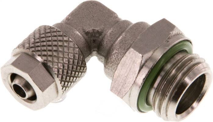 Winkel-Drehverschraubung G 1/4"-6x4mm, Messing vernickelt, Dichtung FKM