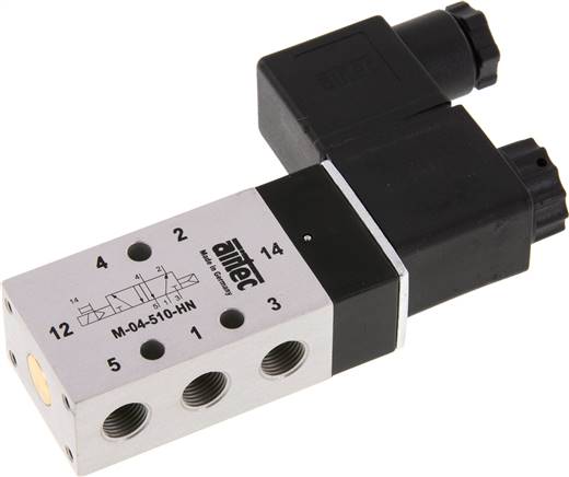 5/2-Wege Magnetventil, G 1/8", Luftfeder, 24 V=, NW 4
