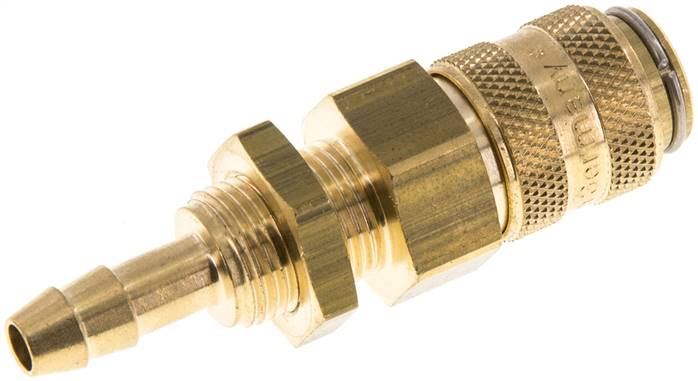 Schott-Schnellkupplung (NW5) 6 (1/4")mm Schlauch, Messing, für Stecker beidseitig absperrend