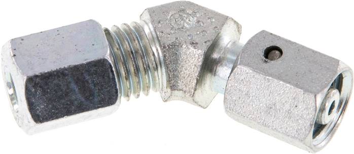 Einstellb. 45°-Schneidringverschraubung 6 L (M12x1,5), Stahl verzinkt, mit Dichtkegel und O-Ring