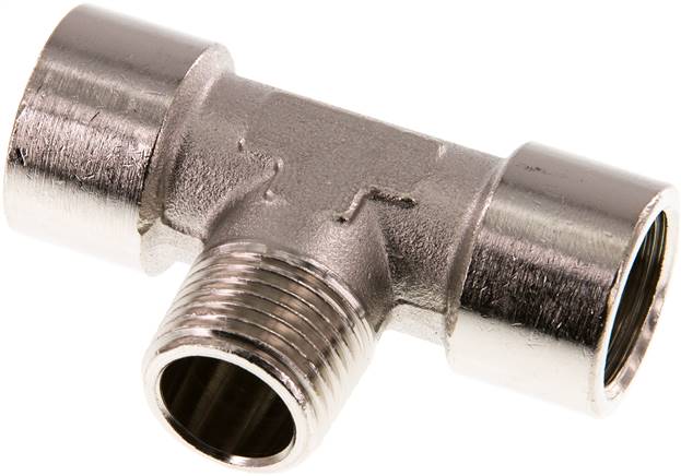 T-Einschraubstück G 1/2"(IG)-R 1/2"(AG), Messing vernickelt