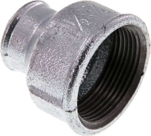 Rundmuffe Rp 1-1/2"-Rp 3/4", Temperguss verzinkt