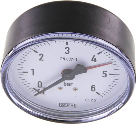 Manometer waagerecht, 80mm, 0 - 6 bar