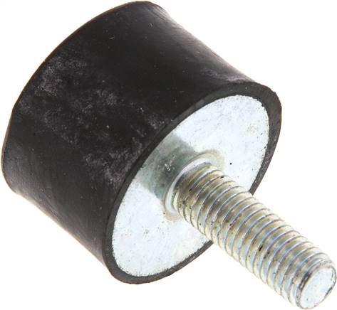 Gummi-Metall-Puffer einseitig mit Gewindestift M 8 x 23, D= 30 - H= 20 mm