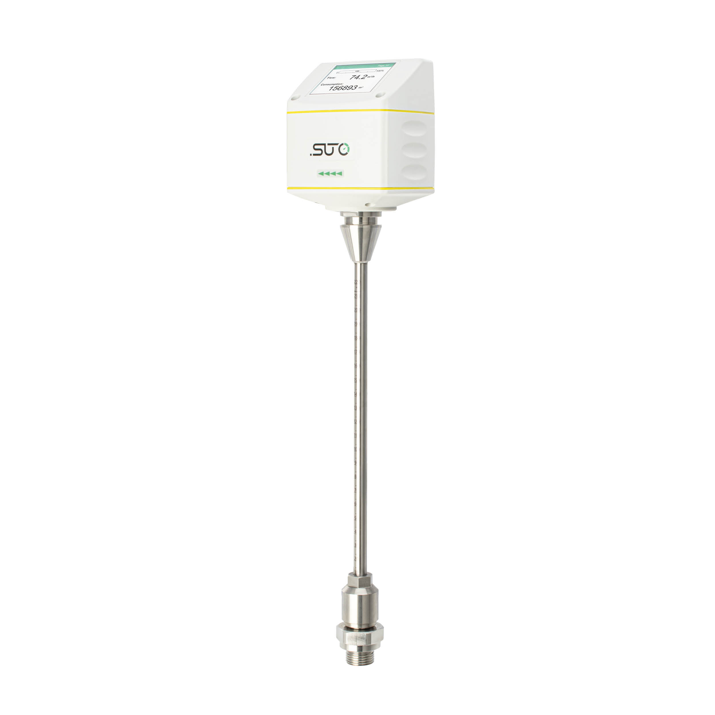 S401 Durchflussmesser Druckluft, Einstechsensor 220 mm, max. Messbereich, 4-20 mA + Impuls