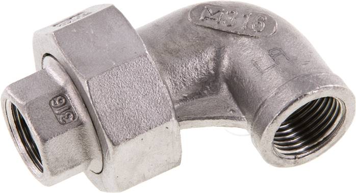 Winkel-Verschraubung konisch dichtend Rp 3/8" (IG), Edelstahl