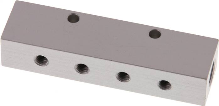 Verteilerleiste 2 x G 1/8"-8 x M 5, Aluminium eloxiert, doppelseitig