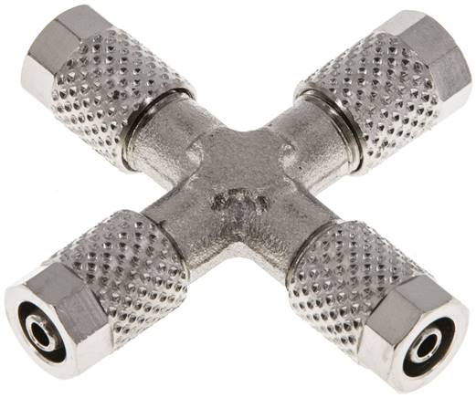Kreuz-Verschraubung 5x3mm, Messing vernickelt