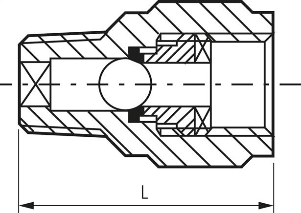 Mini-Rückschlagventil R/Rp 1/8" (AG/IG), Messing vernickelt, ohne Feder