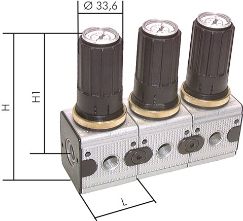 MULTIFIX Manometerregler, Reihenmontage, G 1/4", Multifix 0, 0.1 - 6 bar