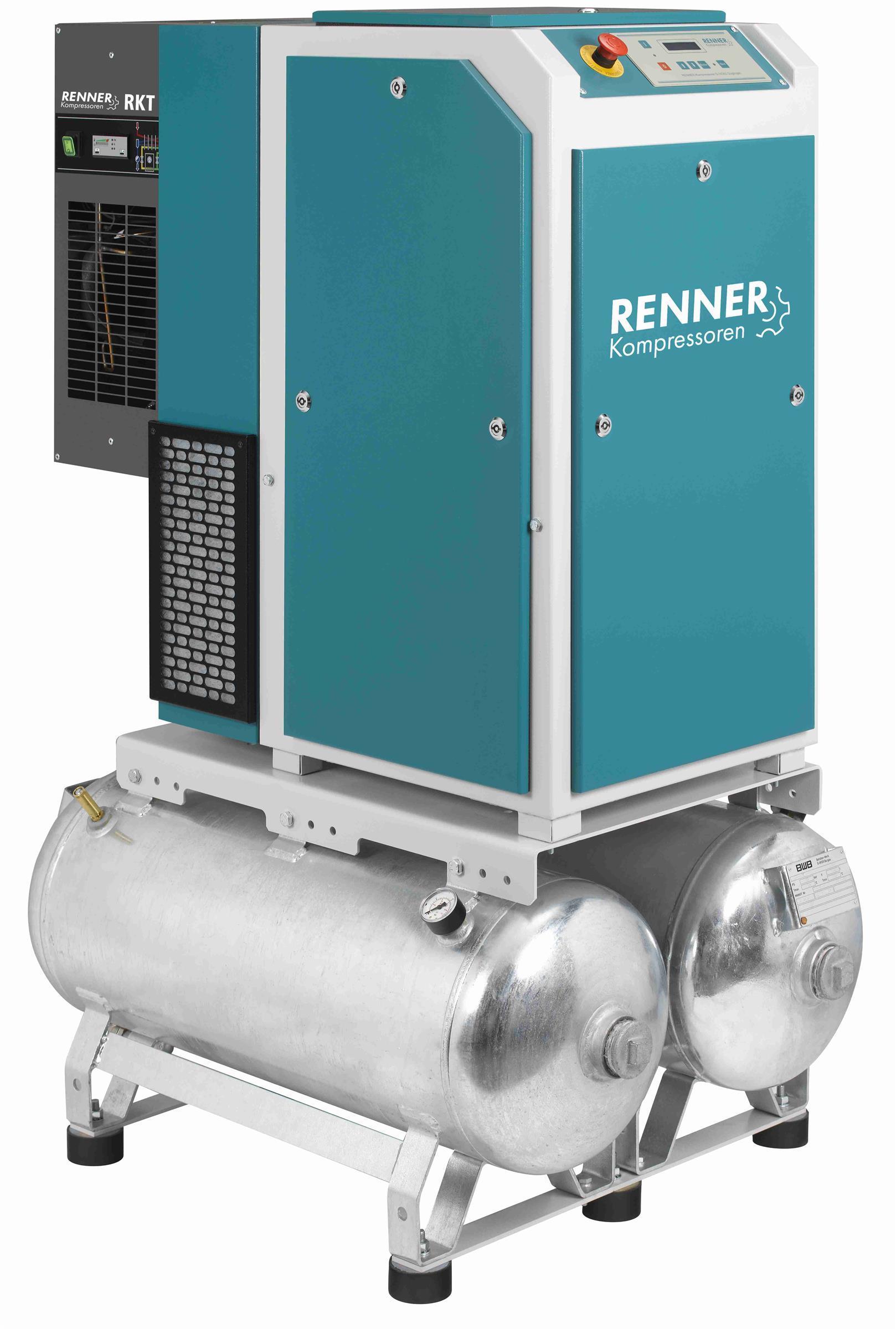 RENNER-Kompressor RSDKF-PRO 5,5 2x90L Behälter inkl. Kältetrockner - frequenzgeregelte Schraube