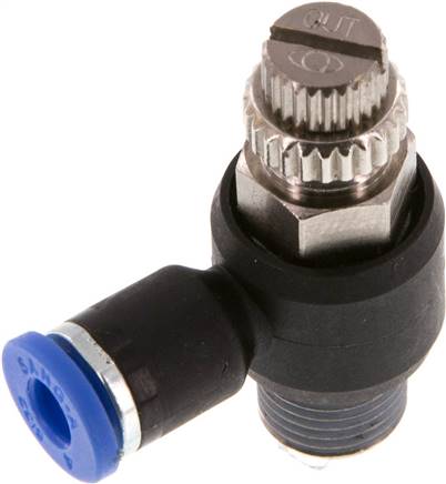 Winkel-Drosselrückschlagventil R 1/8"-4mm,abluftregelnd (Standard)