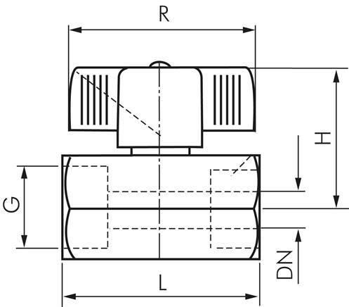 Messing-Minikugelhahn G 3/8" Innengewinde, PN 15, Flügelgriff