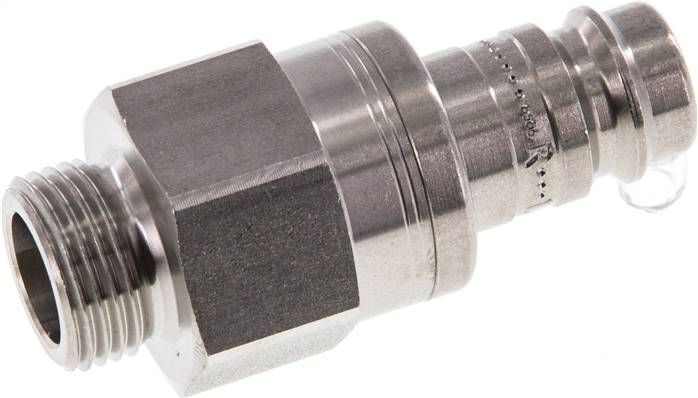 Kupplungsstecker (NW10) G 3/8"(AG), Edelstahl, beidseitig absperrend