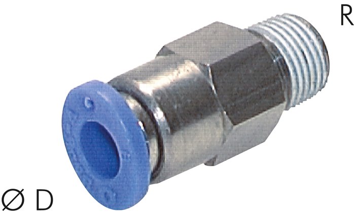 Steckanschluss, selbstabsperrend R 1/8"-8mm, IQS-Standard