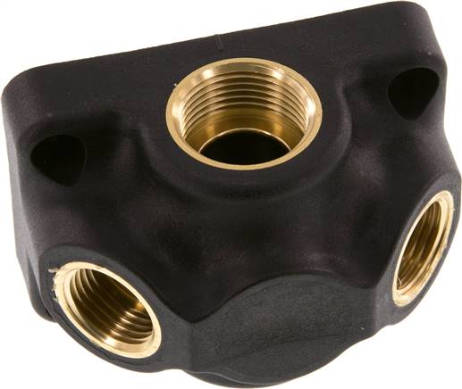 Wanddose (Luftweiche) G 3/4"-2 x G 1/2", Endverteilerdose ohne Durchgangsgewinde