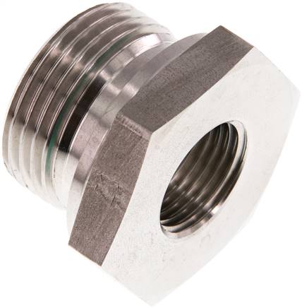 Hydraulik-Reduzierung G 1"(AG)-G 1/2"(IG), 1.4571, Elastomerdichtung