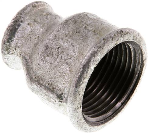 Rundmuffe Rp 1"-Rp 1/2", Temperguss verzinkt
