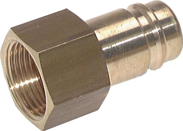 Kupplungsstecker (NW15) G 1/2"(IG), Messing vernickelt, beidseitig absperrend