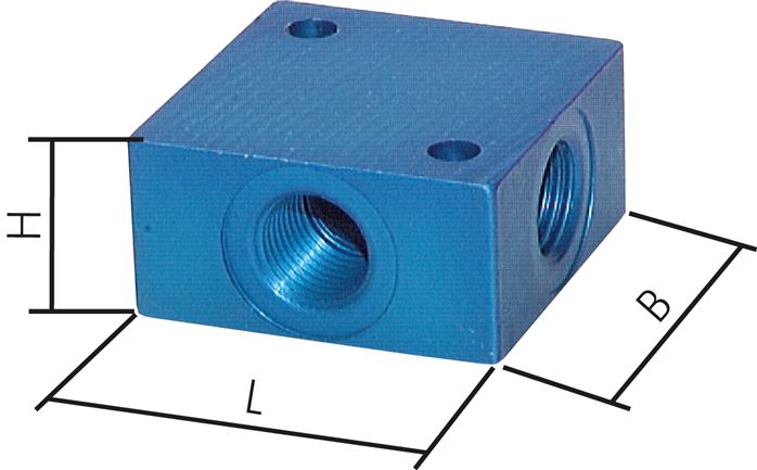 Kreuz-Verteiler 4 x G 1/2",Aluminium