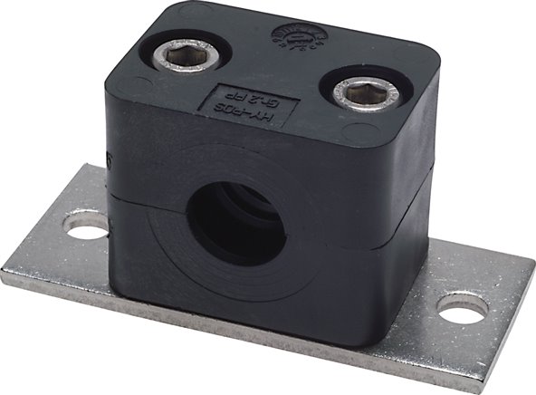 Edelstahl-Rohrschelle, 50,8mm, Baugröße 6, leichte Baureihe, verlängerte Anschweißplatte