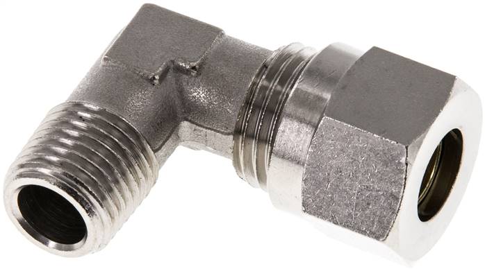 Winkel-Schneidringverschraub. R 1/4"-10 L (M16x1,5), Messing vernickelt
