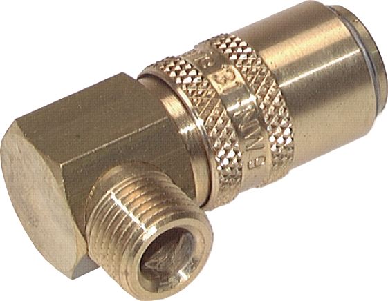 90°-Temperier-Schnellkupplung 13mm Zapfen,G 3/8"(AG), Edelstahl, für Stecker beidseitig absperrend