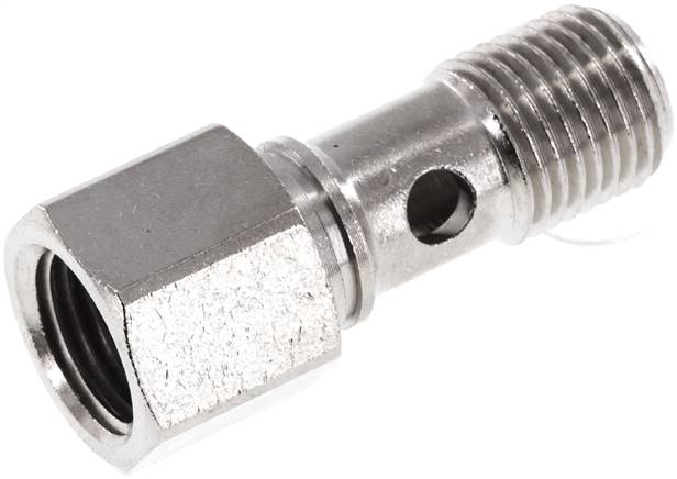 Hohlschraube, 1-fach Innengew. G 1/4"-28,0mm, Messing vernickelt