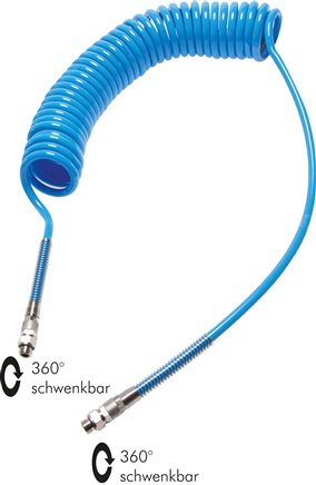 PUR-Spiralschlauch G 1/4"-6 x 4 mm, 6,0 mtr. Arbeitslänge