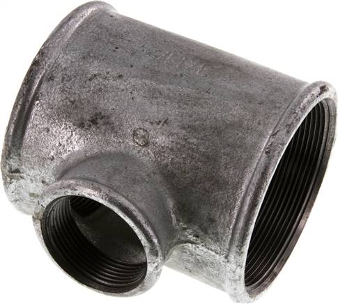 T-Stück Rp 3"-Rp 1-1/2"-Rp 3" (IG), Temperguss verzinkt