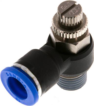 Winkel-Drosselrückschlagventil R 1/4"-10mm,abluftregelnd (Standard)