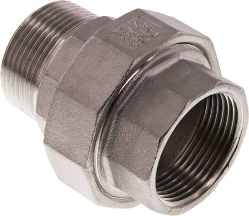 Verschraubung kon. dichtend, Rp 1-1/4"/R 1-1/4" (IG/AG), Edelstahl
