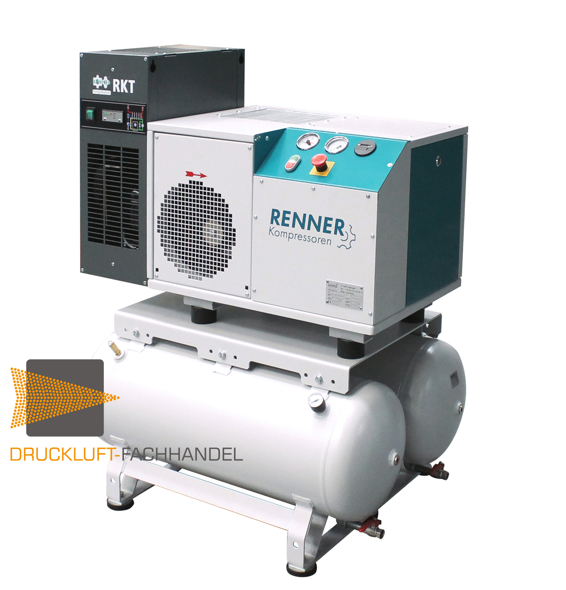 RENNER-Kompressor RSDK-B 3,0 mit 2x90 L. Behälter u. Trockner - Schraubenkompressor