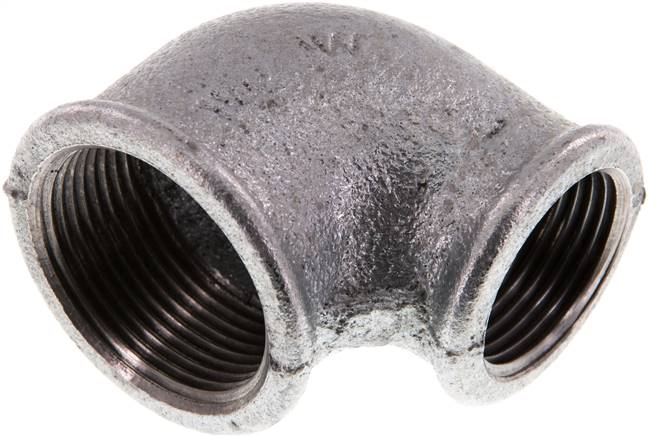 90°-Winkel Rp 1-1/4"-Rp 1", Temperguss verzinkt