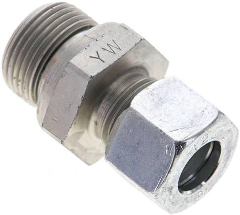 Gerade Schneidringverschr. M 22x1,5-12 L (M18x1,5), Stahl verzinkt, Dichtung FKM