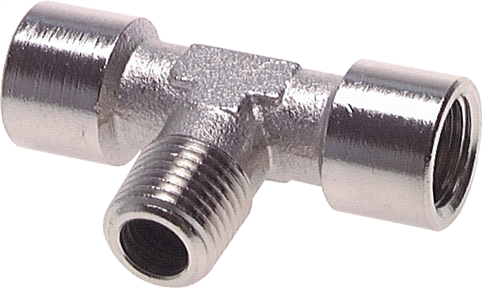 T-Einschraubstück G 1/2"(IG)-R 1/2"(AG), Messing vernickelt