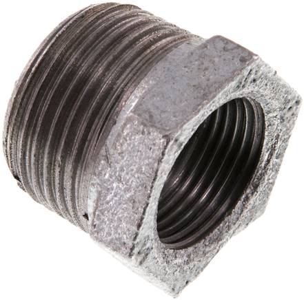 Reduziernippel R 1"(AG)-Rp 3/4"(IG), Temperguss verzinkt