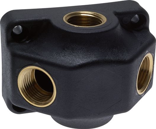 Wanddose (Luftweiche) G 1/2"-2 x G 1/2", Endverteilerdose ohne Durchgangsgewinde