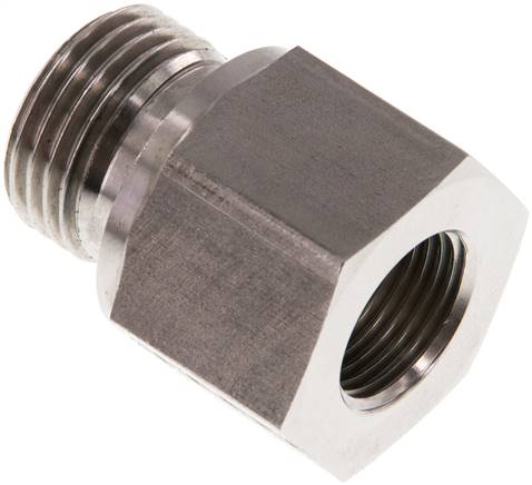 Hydraulik-Reduzierung G 1/2"(AG)-G 3/8"(IG), 1.4571, Elastomerdichtung
