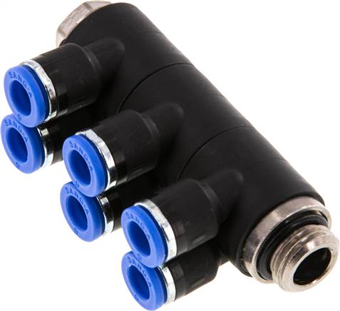 Steck-Mehrfachverteiler, 6-fach G 1/4"-6mm, IQS-Standard