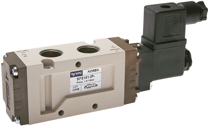 5/2-Wege Magnetventil, G 3/8", Federrückstellung, 12 V=