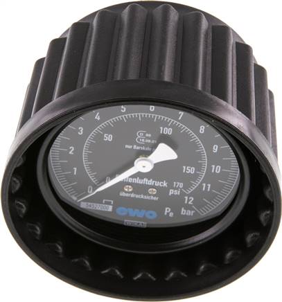 Manometer f. HRF 80mm, 0 - 12 bar, 15,9 mm Stutzen