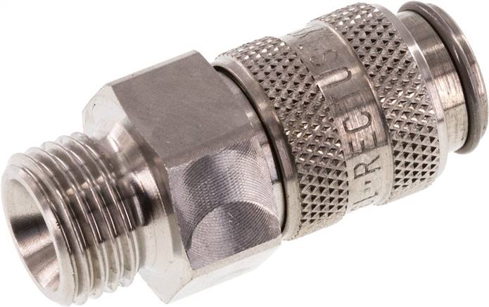 Schnellkupplung (NW5) G 1/4"(AG), 1.4404, für Stecker beidseitig absperrend