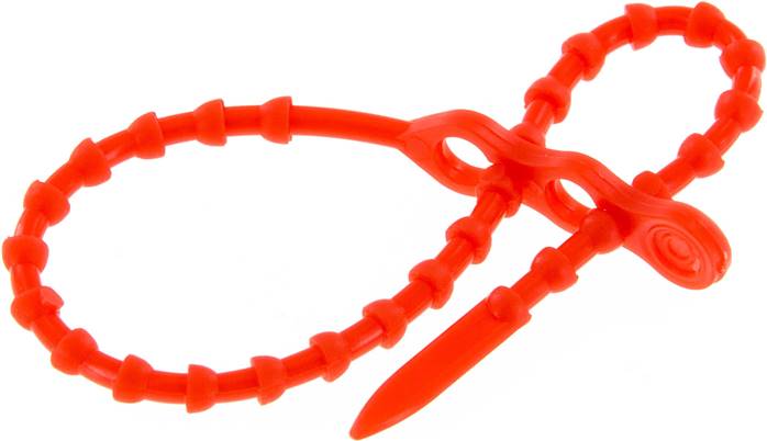 Lösbarer Kabelbinder, 180mm, 2 Befestigungsaugen, rot