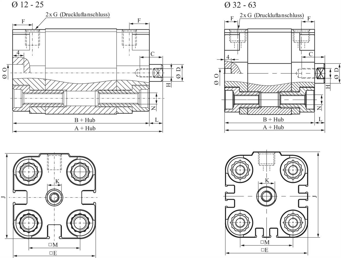 Kompaktzylinder, doppeltwirkend, Kolben 50mm, Hub 5mm, Standard, Typ SES