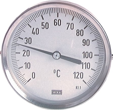 Bimetallthermometer, waagerecht D100/0 bis +250°C/200mm, Edelstahl
