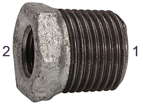 Reduzierstück 241/R 1 1/2 a./Rp 1 1/4 i. ISO 7/1 / schwarzer Temperguss, verzinkt