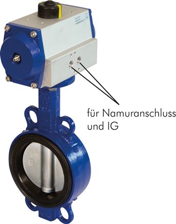 Pneum. Klappe DN300-PN16 (DIN/EN) GGG40/Edelstahl/FKM,  Feder-schließend