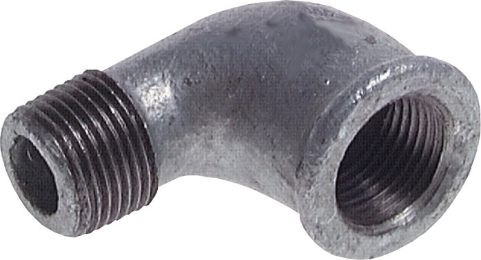 90°-Einschraubwinkel Rp 3/4"(IG)-R 3/4"(AG), Temperguss verzinkt